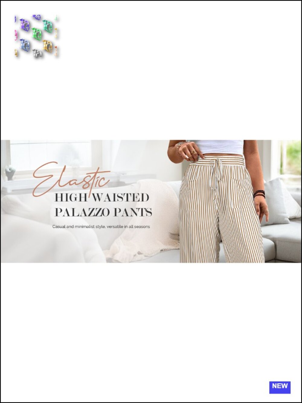 Plus Size Wide Leg Palazzo Pants Elastic High Waist Lounge Trousers with - Picture 5 of 6
